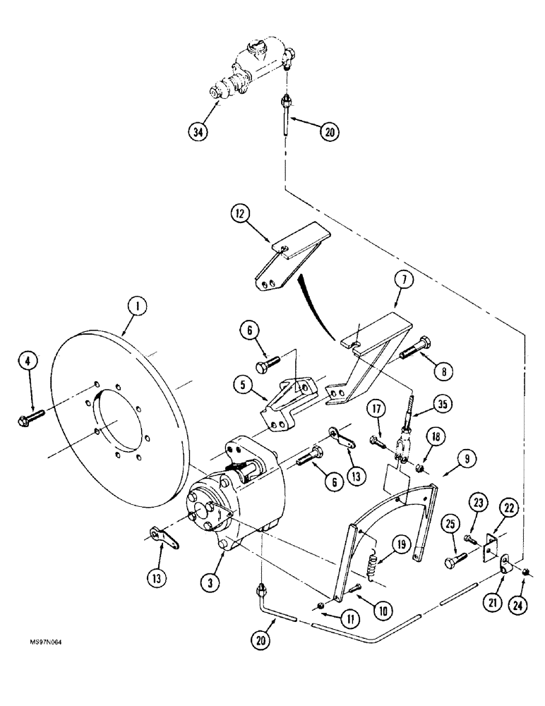 Схема запчастей Case IH 9310 - (7-006) - BRAKE SYSTEM, WITH SINGLE CALIPER (07) - BRAKES