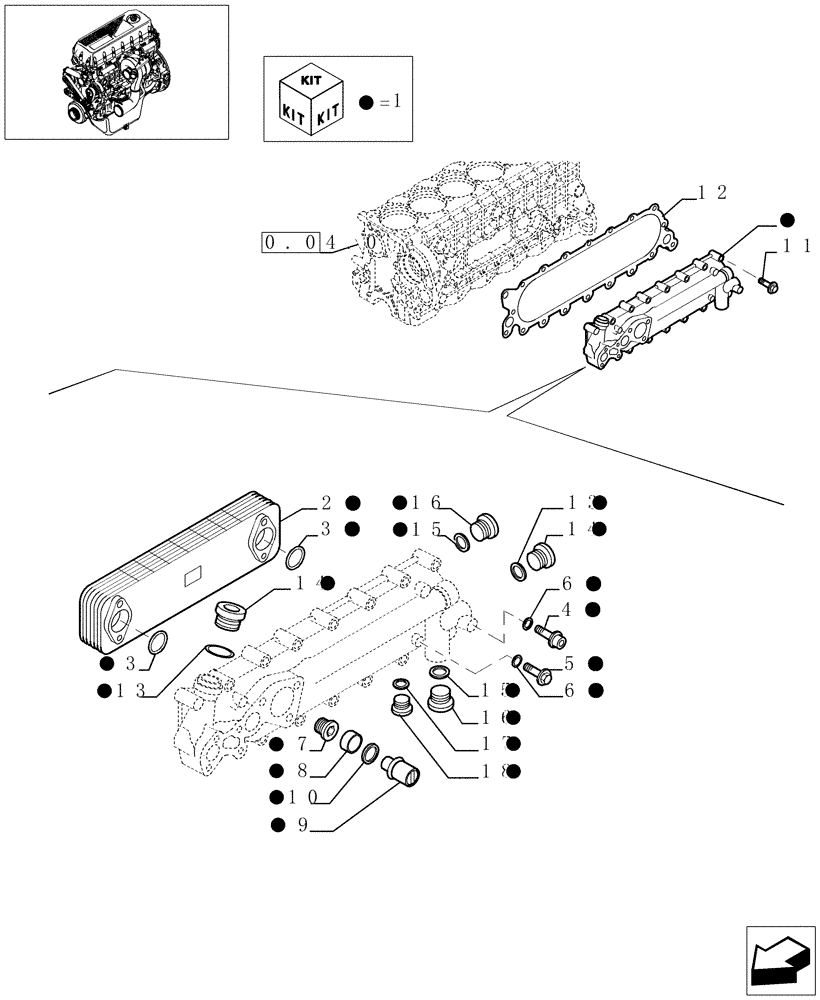 Схема запчастей Case IH F2BE0684A B003 - (0.31.0[01]) - HEAT EXCHANGER (504029746) 