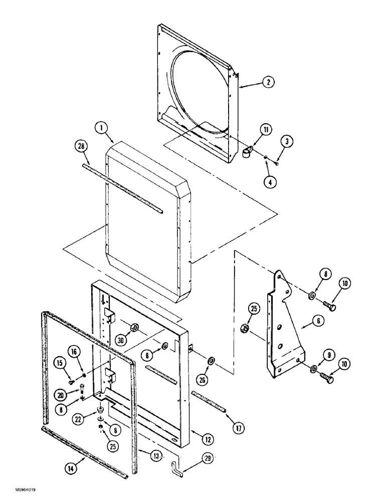 Схема запчастей Case IH 9380 QUADTRAC - (2-004) - RADIATOR MOUNTING AND SHROUD, P.I.N. JEE0074062 AND AFTER (02) - ENGINE