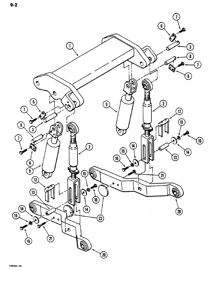 Схема запчастей Case IH 9180 - (9-02) - HITCH ROCKERSHAFT (09) - CHASSIS/ATTACHMENTS