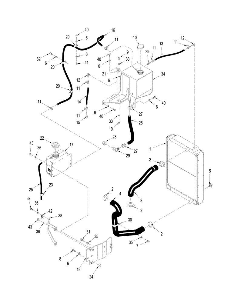 Схема запчастей Case IH STEIGER 335 - (02-01) - RADIATOR - HOSES AND TUBES (02) - ENGINE