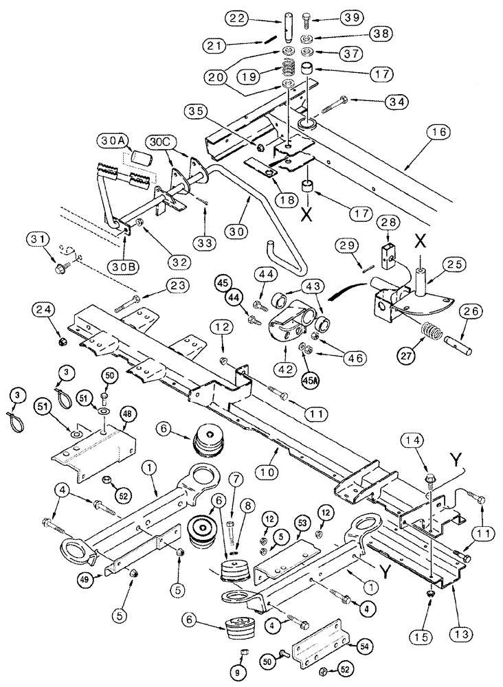 Схема запчастей Case IH 2388 - (09H-18) - PLATFORM SUPPORT - LADDER PIVOT BSN JJC0265305 (12) - CHASSIS