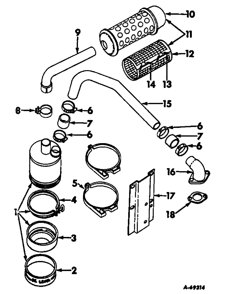 Схема запчастей Case IH 403 - (341) - AIR CLEANER AND CONNECTIONS, NOTE, FOR D-282 ENGINE (10) - ENGINE