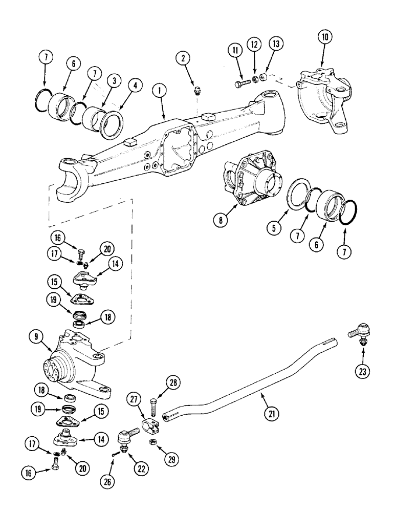 Схема запчастей Case IH 1394 - (5-168) - FRONT AXLE HOUSING, MFD TRACTORS, P.I.N. 11503001 AND AFTER (05) - STEERING