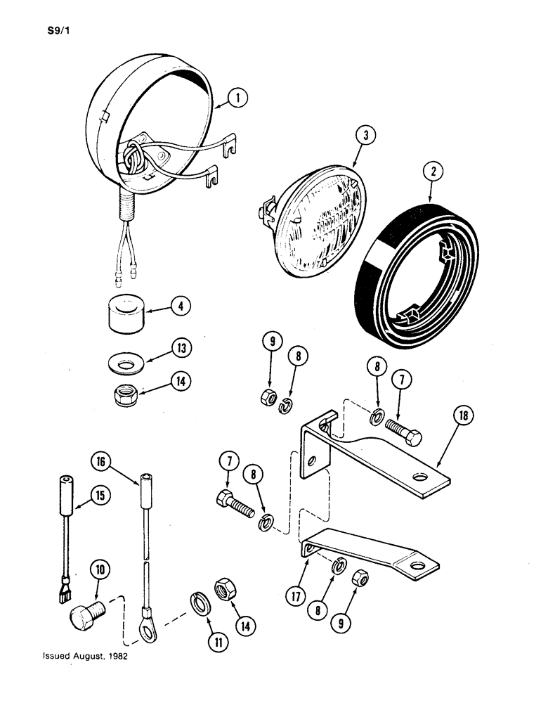 Схема запчастей Case IH 1190 - (S-09) - LOWER FLOOD LAMP ATTACHMENT (06) - ELECTRICAL SYSTEMS