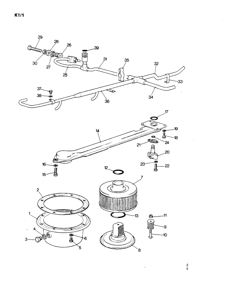 Схема запчастей Case IH 1190 - (K-01) - INLET FILTER AND LUBRICATION PIPES (07) - HYDRAULICS