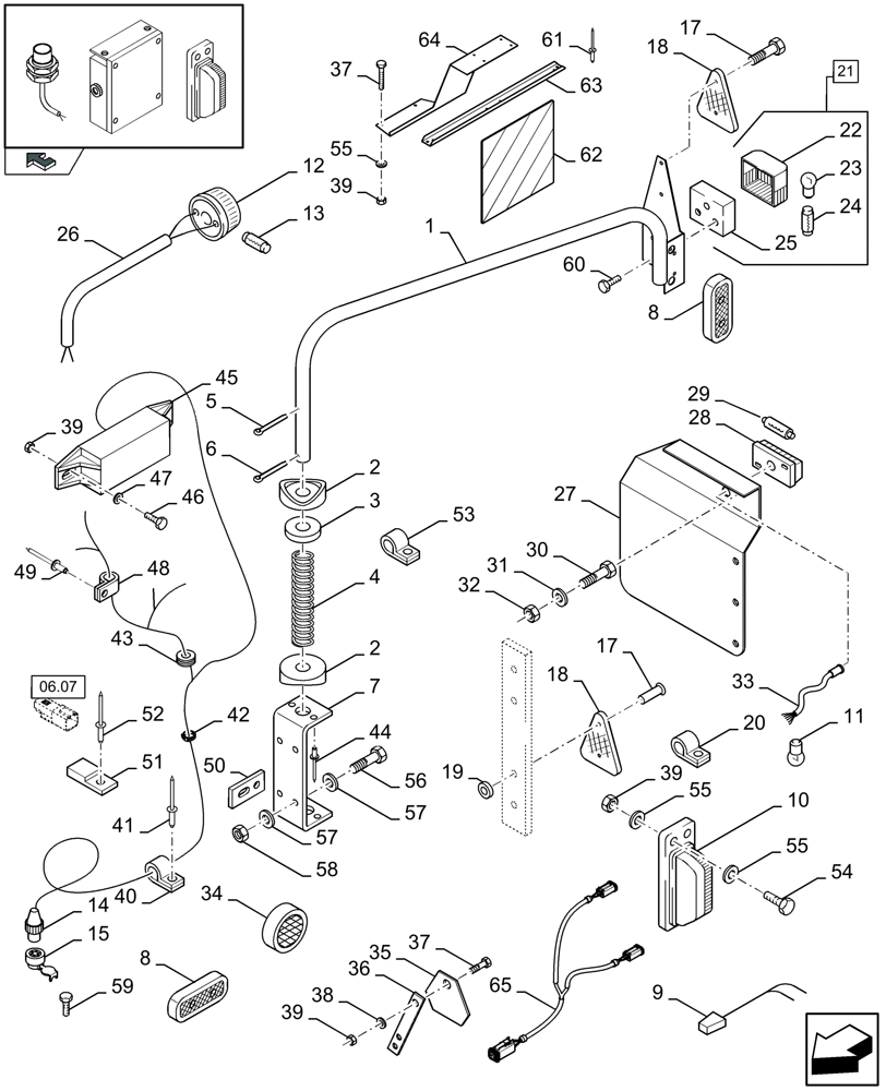 Схема запчастей Case IH LBX332S - (06.02[01]) - ROAD LIGHTS (06) - ELECTRICAL SYSTEMS