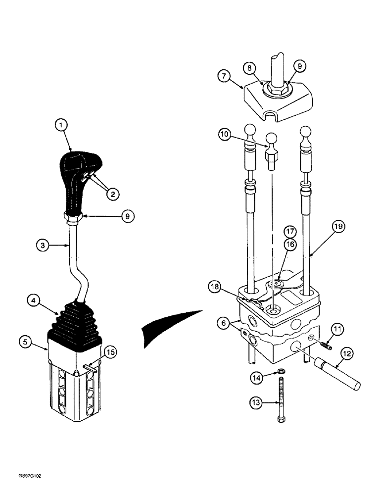 Схема запчастей Case IH L300 - (8-24) - CONTROL ASSEMBLY, 2 FUNCTION, SYNCHROMESH TRANSMISSION (08) - HYDRAULICS