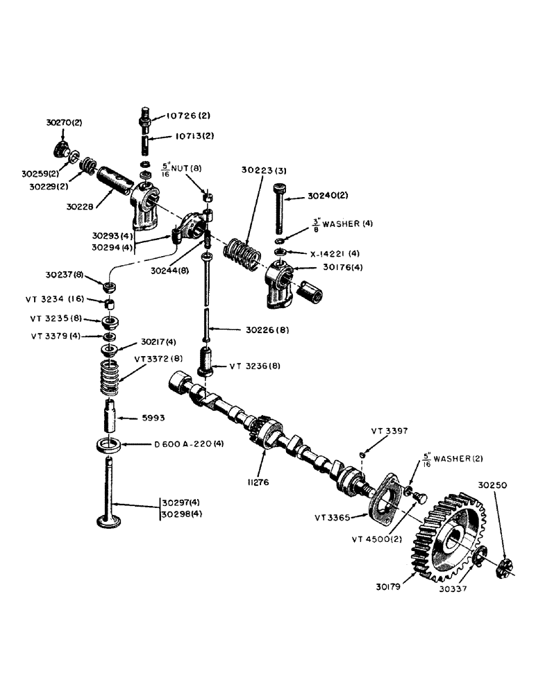 Схема запчастей Case IH 300-SERIES - (046) - DIESEL ENGINE, VALVES, PUSH RODS AND CAMSHAFT (02) - ENGINE