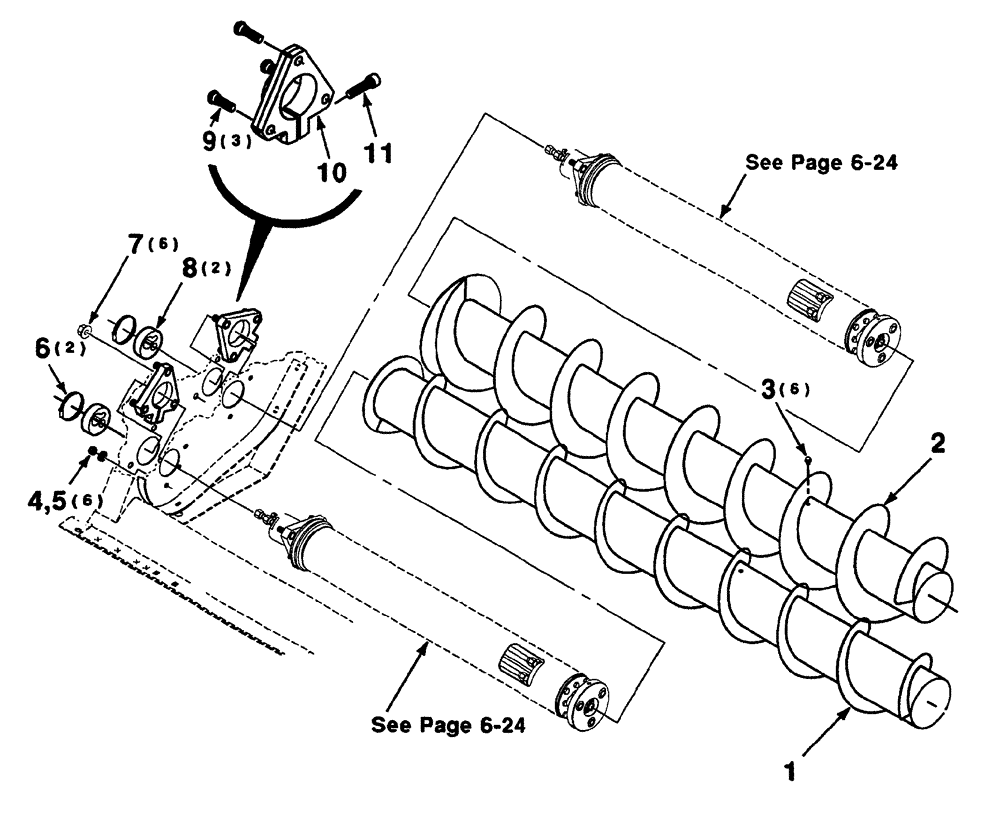 Схема запчастей Case IH 325 - (6-22) - AUGER ASSEMBLY - RIGHT (18 FOOT) (58) - ATTACHMENTS/HEADERS