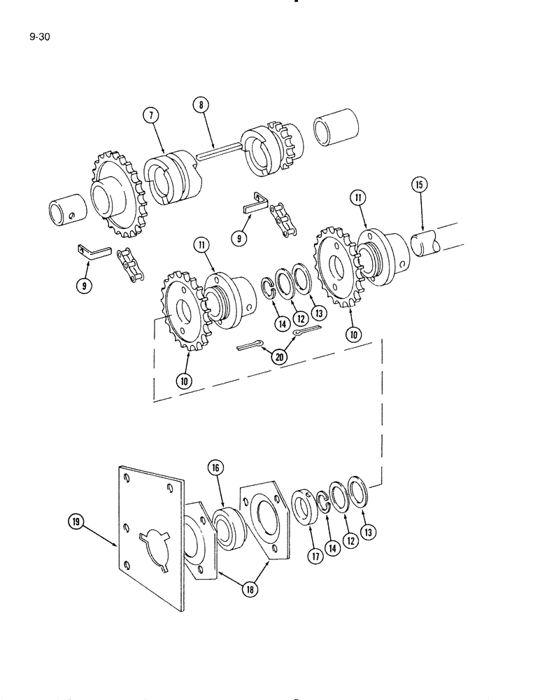 Схема запчастей Case IH 575 - (9-30) - TWO SPEED APRON DRIVE, WITH SIDE BEARING SUPPORT, MACHINES BUILT 1980 AND AFTER (09) - CHASSIS/ATTACHMENTS