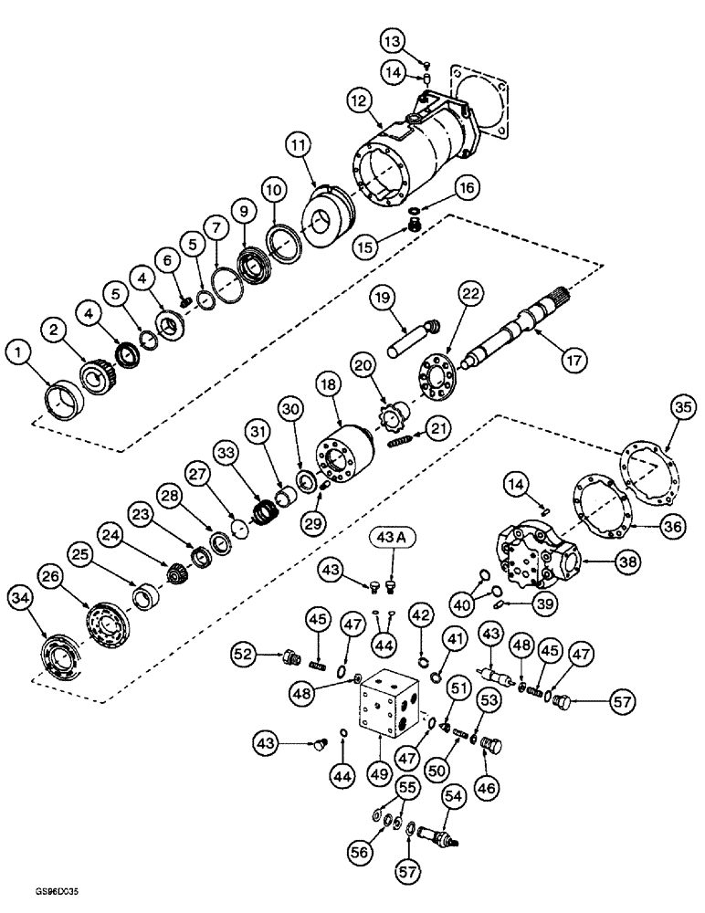 Схема запчастей Case IH 1400 - (6-10) - HYDROSTATIC MOTOR, SUNDSTRAND (03) - POWER TRAIN