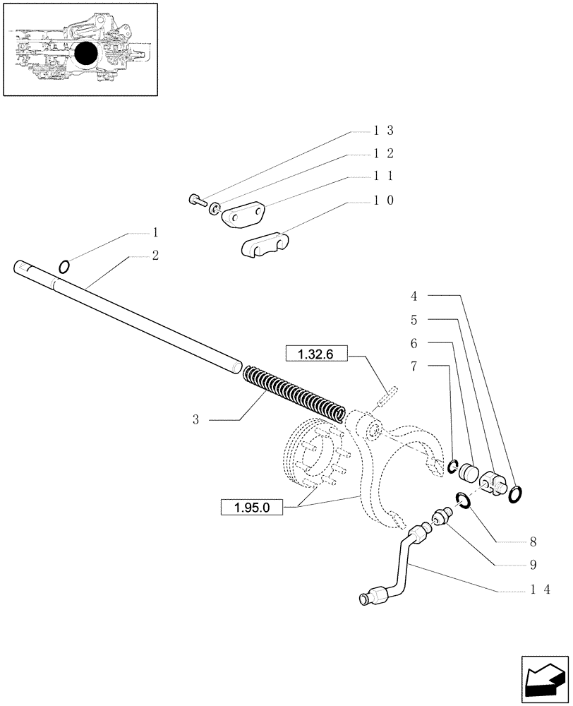 Схема запчастей Case IH JX1080U - (1.32.6/04) - (VAR.296) (HI-LO) AND SYNCHR. REVERSING GEAR - 30 KM/H WITH DIFF. HYDR.LOCKING - ROD AND FORK (03) - TRANSMISSION