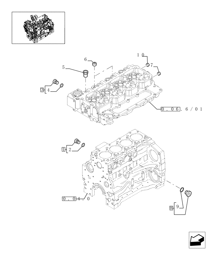 Схема запчастей Case IH MAXXUM 130 - (0.32.4/01) - ENGINE COOLING SYSTEM SHUTTER PLUGS (STD + VAR.330003-332115-332116) (01) - ENGINE