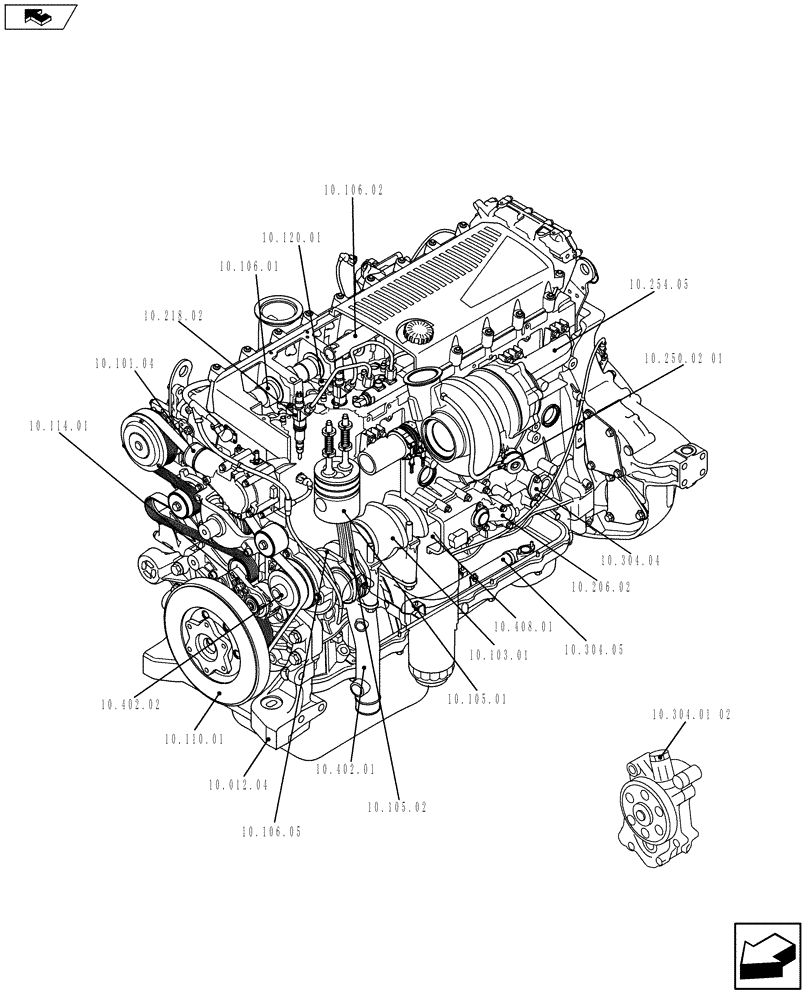 Схема запчастей Case IH F3BFE613D A003 - (10.000.01[01]) - PICTORIAL OVERVIEW 1/2 - ENGINE (5801464686) (10) - ENGINE