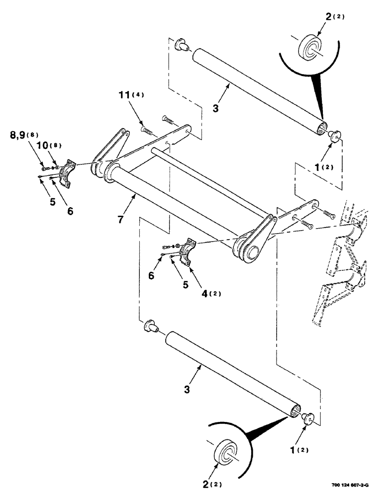 Схема запчастей Case IH 8455 - (6-24) - BELT TENSION ROLLER ASSEMBLY (14) - BALE CHAMBER