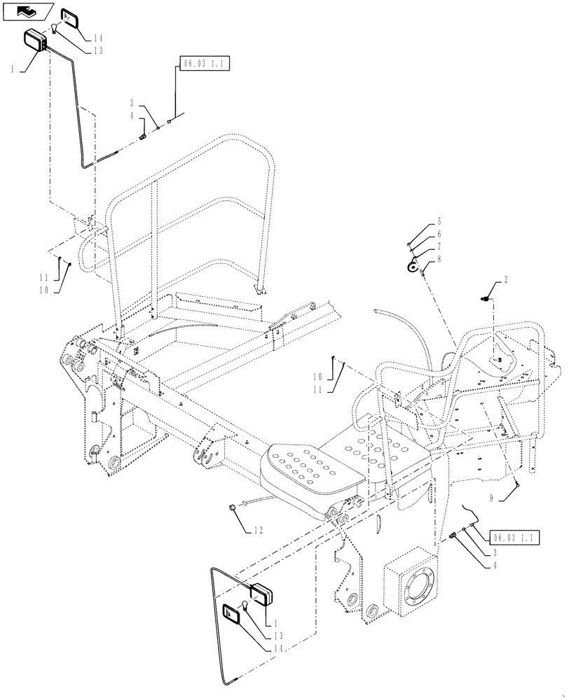 Схема запчастей Case IH WD1203 - (06.02[1]) - ELECTRICAL, FRONT FRAME, FROM YCG667001 (06) - ELECTRICAL