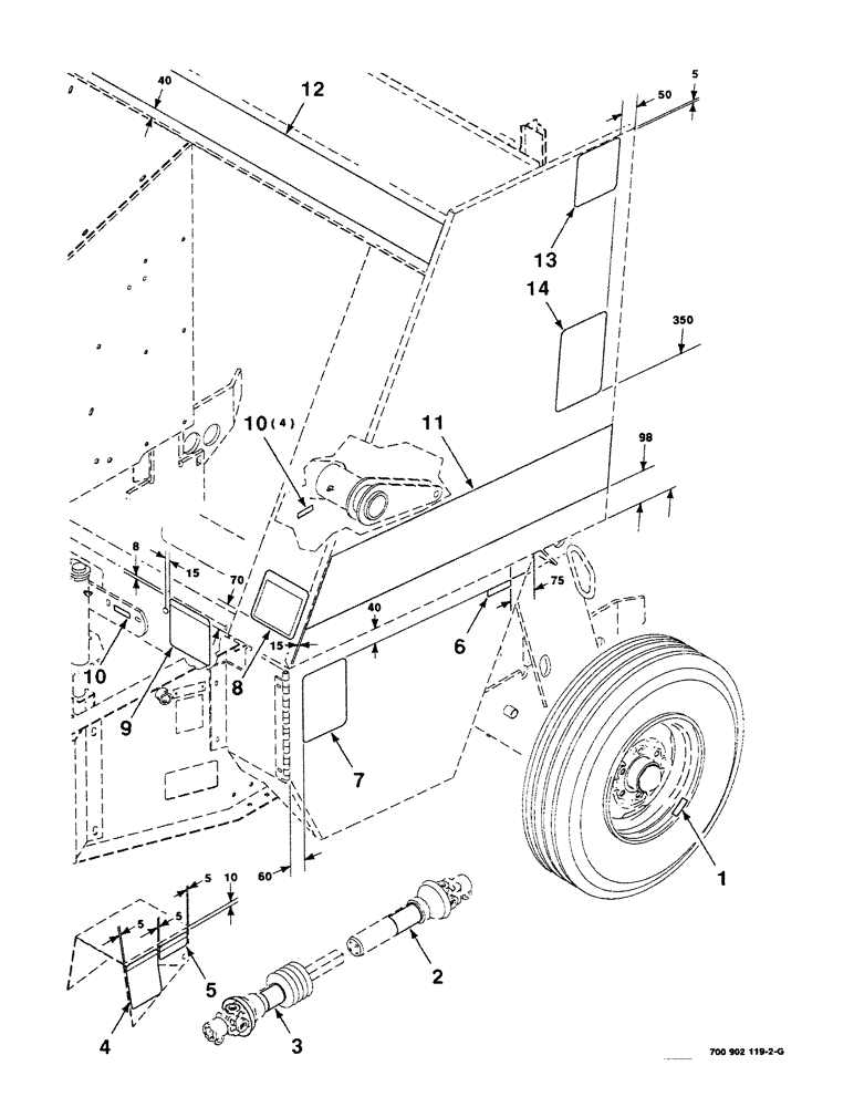 Схема запчастей Case IH 8430 - (7-16) - DECALS AND LOCATION DIAGRAM (FRONT-LEFT) (12) - MAIN FRAME