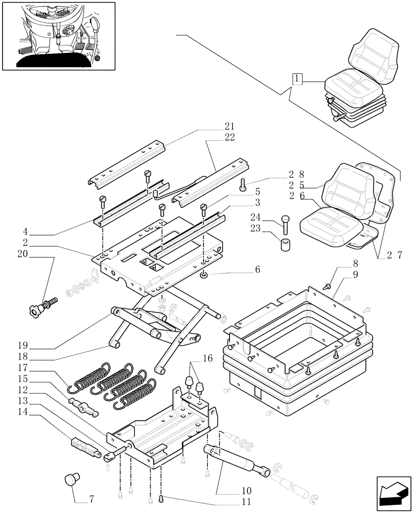 Схема запчастей Case IH JX1085C - (1.92.85/01A) - "MT" SEAT WITH SWITCH - BREAKDOWN - W/CAB - C5644 (10) - OPERATORS PLATFORM/CAB