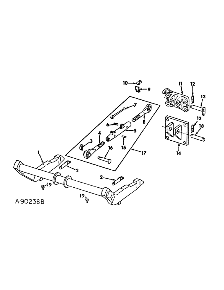 Схема запчастей Case IH 500 - (B-80) - QUICK ATTACHABLE HITCH, FOR TWO POINT FAST HITCH, 6 ROW WIDE & 8 ROW 28 TO 40 IN. SPACING 