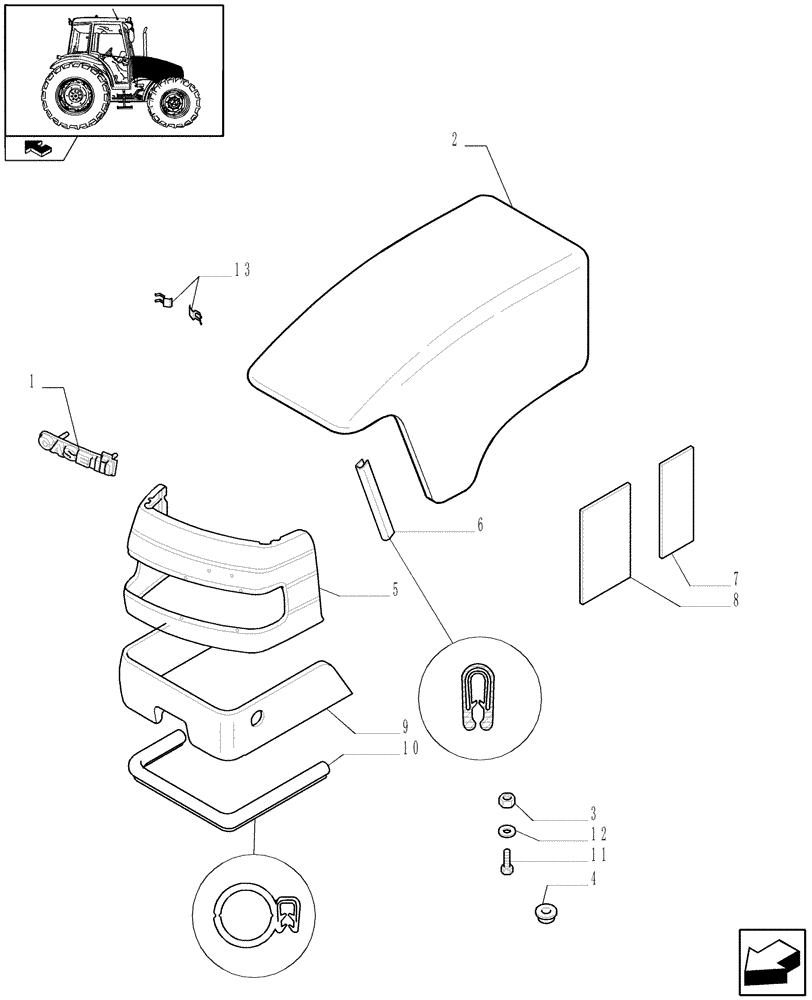 Схема запчастей Case IH FARMALL 60 - (1.83.0[01]) - HOOD, SIDE PANELS AND INSULATORS - C6520 (08) - SHEET METAL