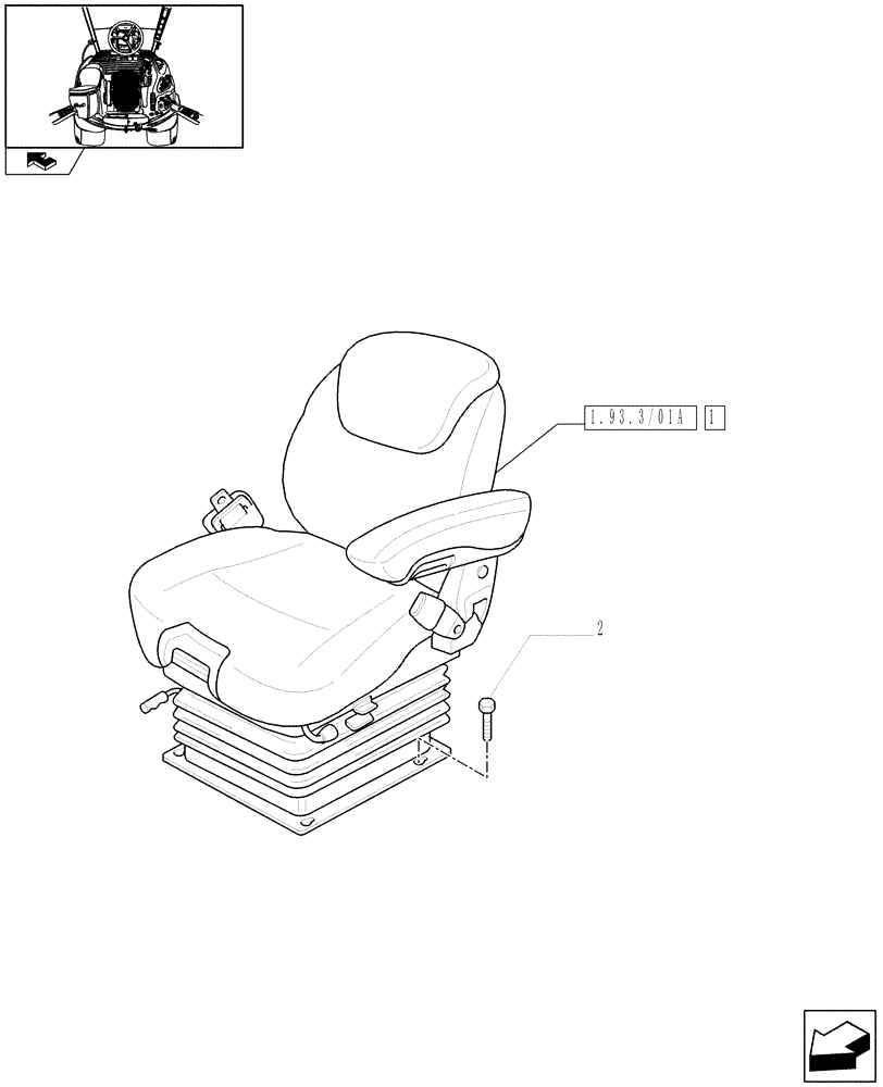 Схема запчастей Case IH MAXXUM 115 - (1.93.3/01) - DELUXE SEAT WITH LOW FREQUENCY AIR SUSPENSION, HEATED CUSHIONS AND BELT (VAR.332709) (10) - OPERATORS PLATFORM/CAB