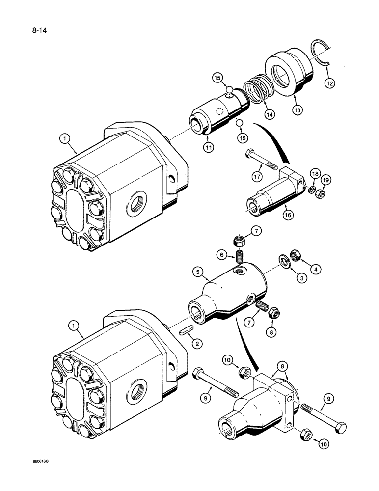 Схема запчастей Case IH 8600 - (8-14) - HYDRAULIC PUMP ADAPTING PARTS (08) - HYDRAULICS