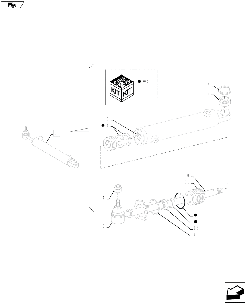 Схема запчастей Case IH FARMALL 65A - (41.216.01) - STEERING CYLINDER - 2WD (41) - STEERING