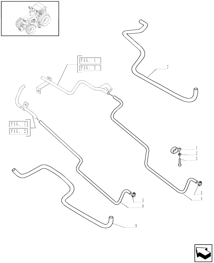 Схема запчастей Case IH MXU135 - (1.94.3[03]) - HEATING SYSTEM PIPES (10) - OPERATORS PLATFORM/CAB