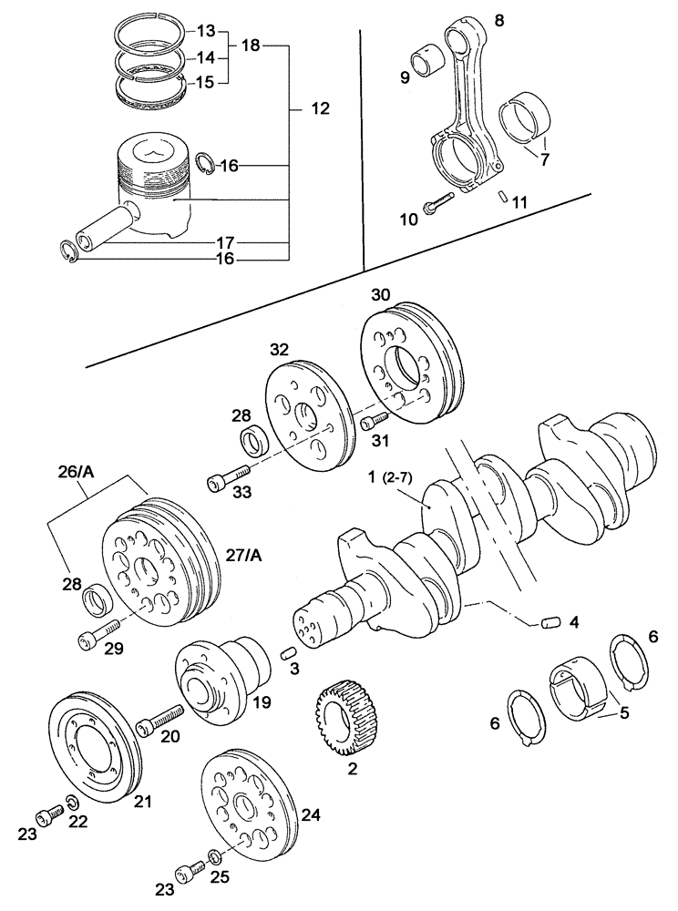 Схема запчастей Case IH C55 - (02-16[01]) - CRANKSHAFT+ PULLEY - PISTONS+CONNECTING RODS (02) - ENGINE