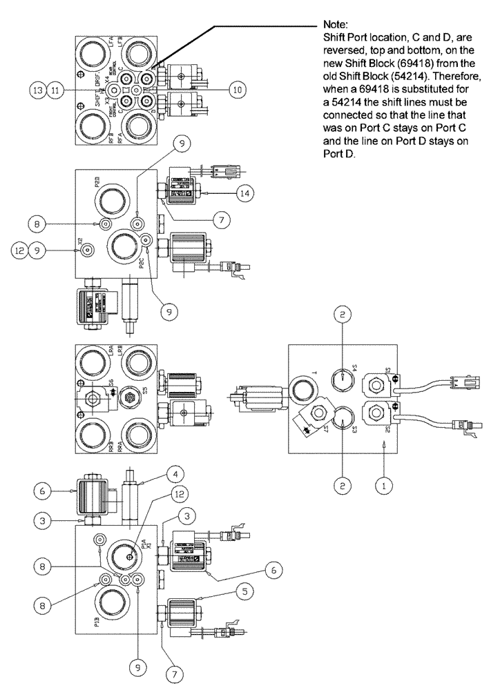 Схема запчастей Case IH PATRIOT WT - (06-012) - SHIFT BLOCK - REPLACEMENT PARTS S/N 1883 & UP Hydraulic Plumbing