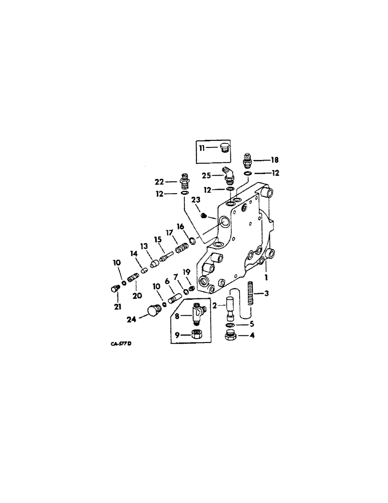 Схема запчастей Case IH HYDRO 100 - (07-25[A]) - DRIVE TRAIN, MULTIPLE CONTROL VALVE, 966 AND 1066 HYDROSTATIC DRIVE AND HYDRO 100 TRACTORS (04) - Drive Train