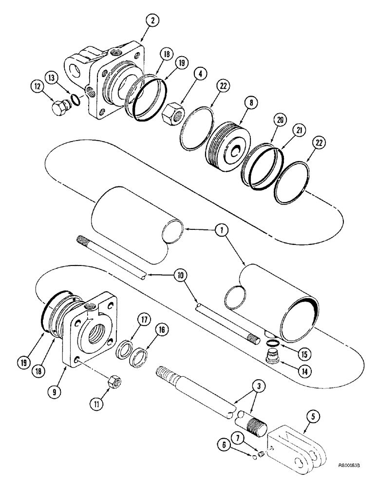 Схема запчастей Case IH 5800 - (8-28) - CYLINDER ASSEMBLY, 1272485C92 (08) - HYDRAULICS