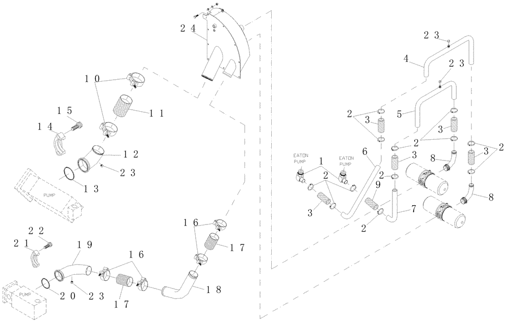 Схема запчастей Case IH A7000 - (B06.03[01]) - Hydraulic Suction Lines {Pump} (07) - HYDRAULICS