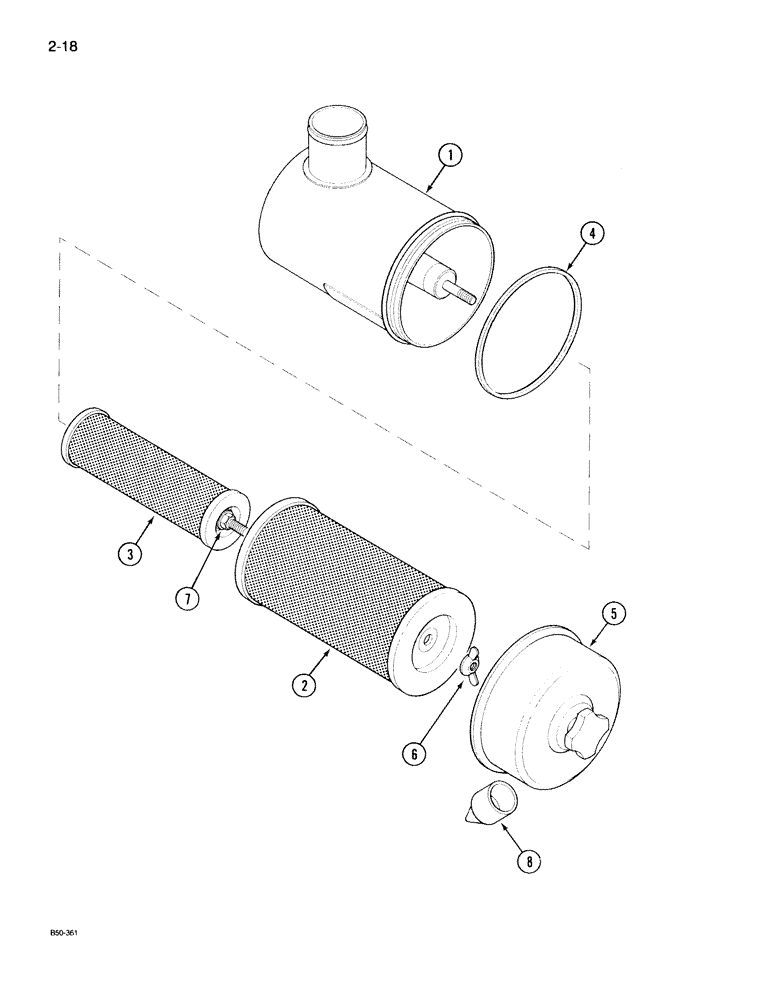 Схема запчастей Case IH 395 - (2-018) - AIR CLEANER, COOPERS, WITH SAFETY ELEMENT (02) - ENGINE