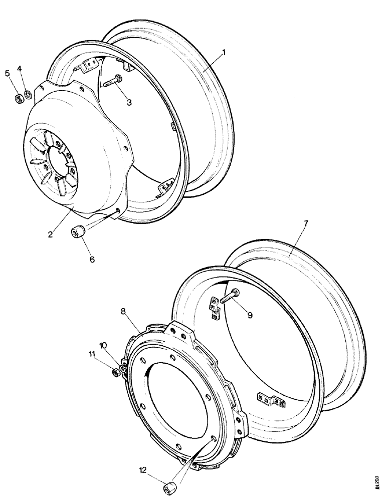 Схема запчастей Case IH 1490 - (T04-1) - FRONT WHEELS AND BALLAST WEIGHTS, MFD TRACTORS (11) - WHEELS & WEIGHTS