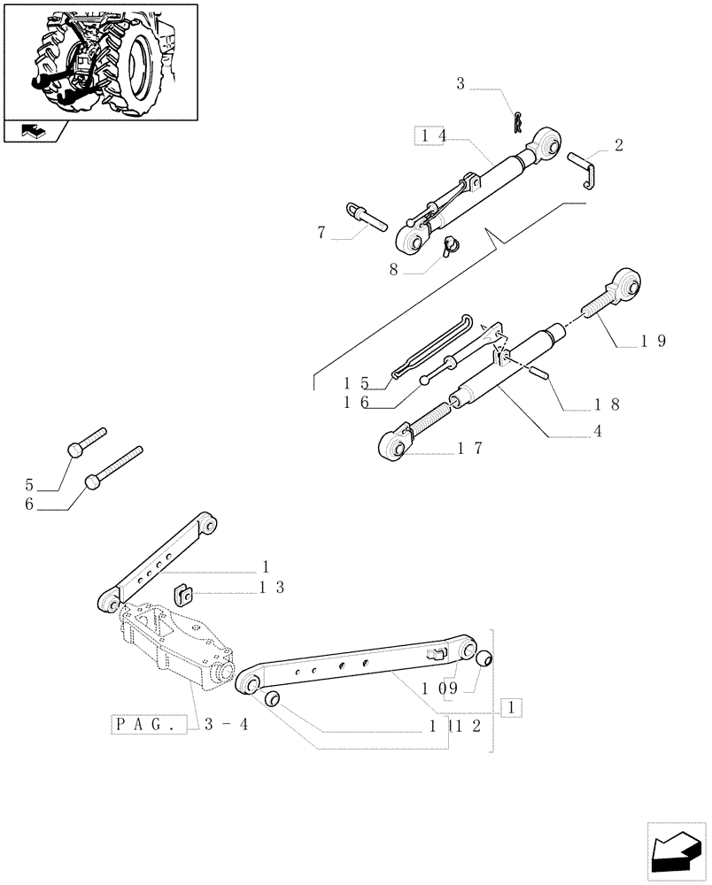 Схема запчастей Case IH FARMALL 105U - (1.89.6[01]) - IMPLEMENT CARRIER - ARMS AND TOP LINK (09) - IMPLEMENT LIFT