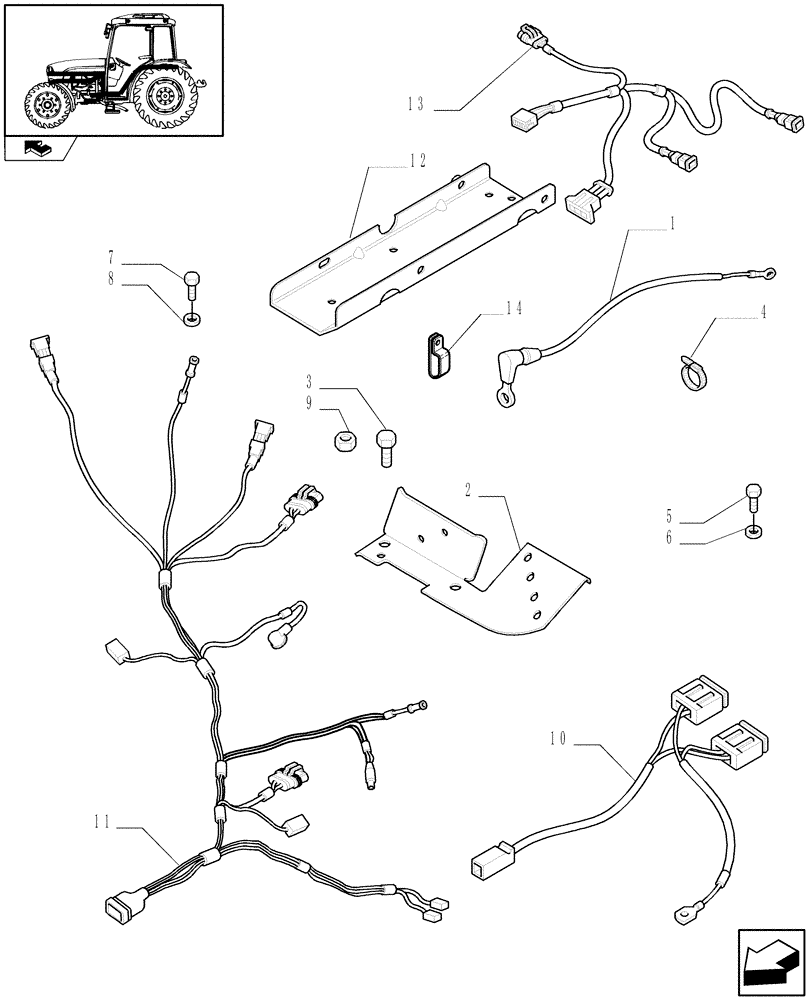 Схема запчастей Case IH FARMALL 75C - (1.75.4[04]) - AUXILIARY CABLES - W/CAB (06) - ELECTRICAL SYSTEMS