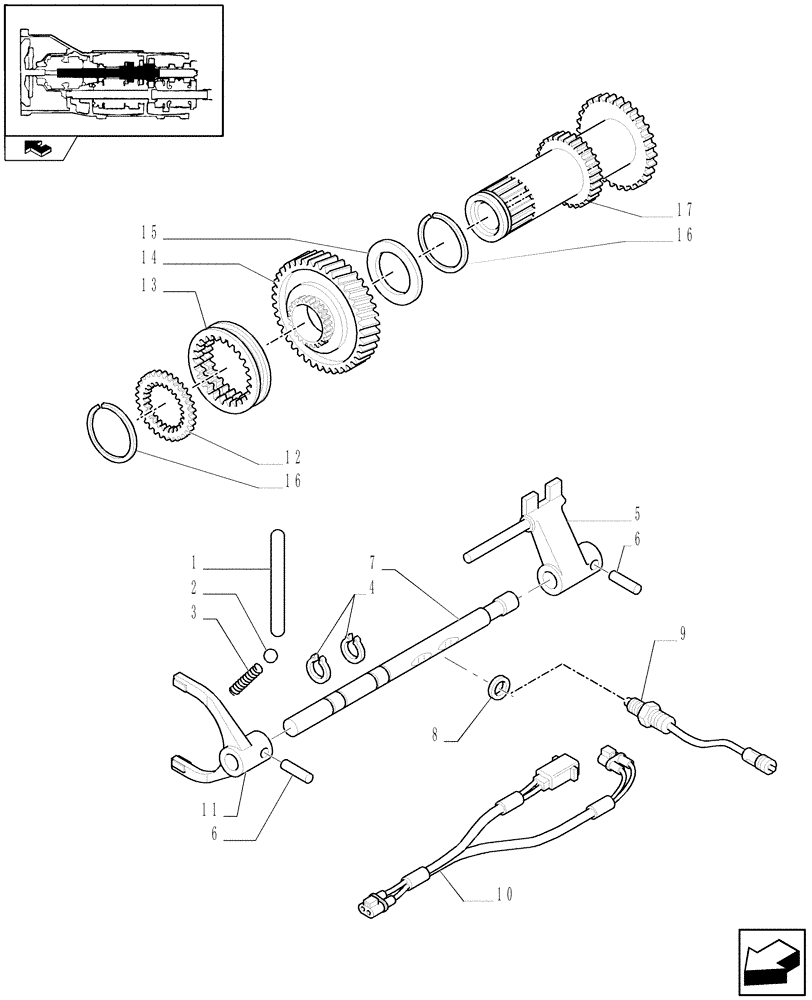 Схема запчастей Case IH FARMALL 85N - (1.28.1/01[02]) - 28X16 FOR 16X16 MECHANICAL TRANSMISSION WITH CREEPER - GEAR AND FORK (VAR.330111) (03) - TRANSMISSION