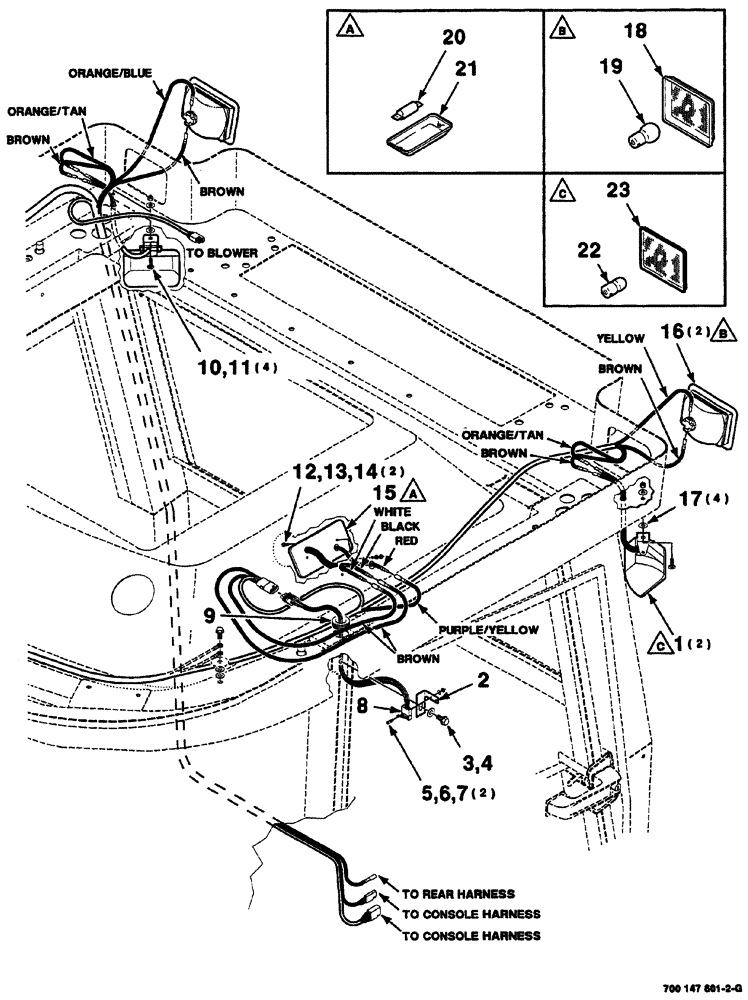 Схема запчастей Case IH 8860 - (04-26) - CAB LIGHT ASSEMBLIES (REAR) (55) - ELECTRICAL SYSTEMS