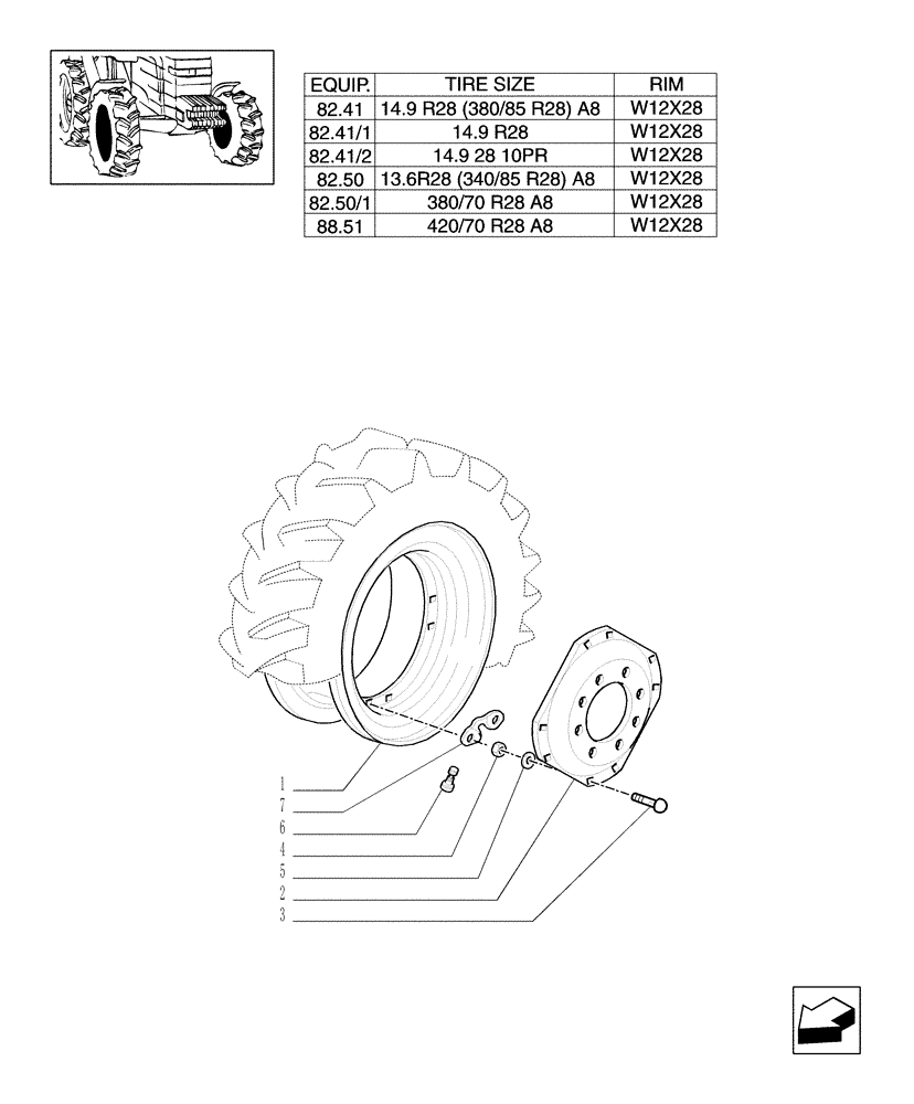 Схема запчастей Case IH MXM130 - (82.00[01]) - 4WD DRIVING WHEELS (11) - WHEELS/TRACKS