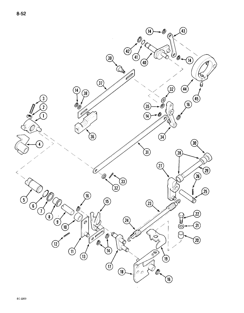 Схема запчастей Case IH 995 - (8-52) - DRAFT CONTROL, INTERNAL CONTROL LINKAGE (08) - HYDRAULICS