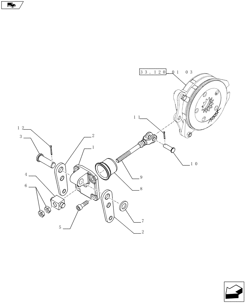 Схема запчастей Case IH FARMALL 75C - (33.120.01[01]) - MECHANICAL BRAKE - ACTUATOR - NAR - L/CAB (33) - BRAKES & CONTROLS