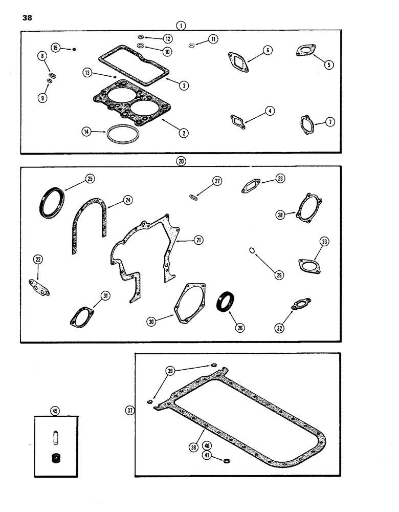 Схема запчастей Case IH 770 - (038) - ENGINE GASKET KITS, 267B DIESEL ENGINE (02) - ENGINE