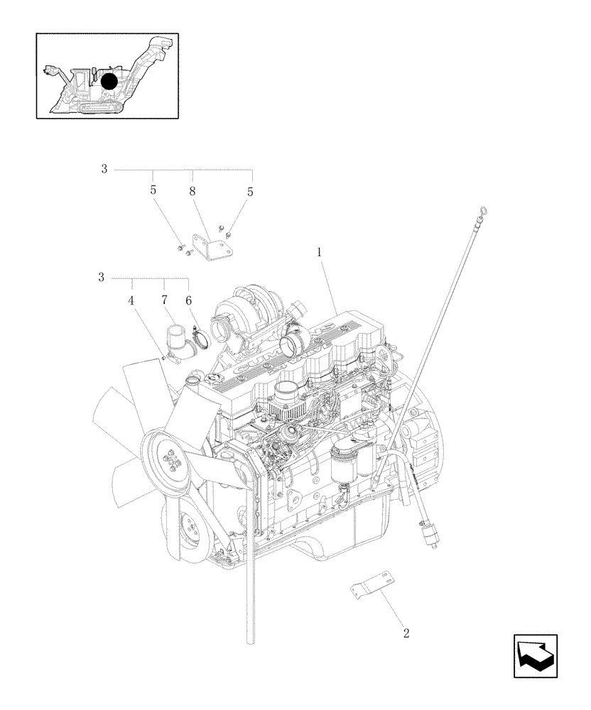 Схема запчастей Case IH A4000 - (C03.05[01]) - ENGINE INSTALLATION Engine & Engine Attachments