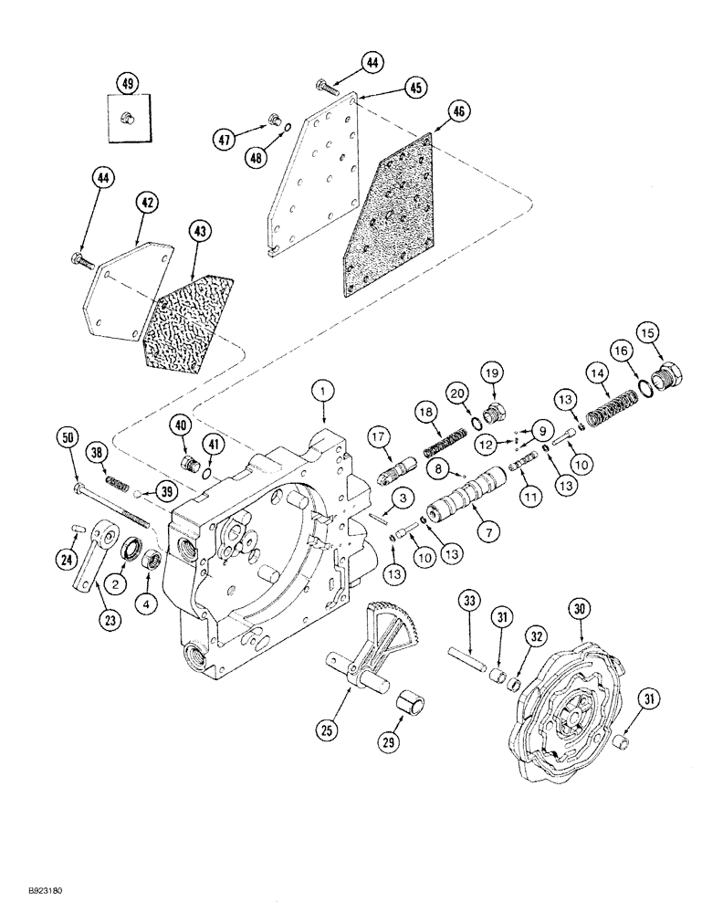 Схема запчастей Case IH 7130 - (6-062) - TRANSMISSION CONTROL VALVE ASSEMBLY, CAM HOUSING SECTION, TWO SPEED REVERSE VALVES, (CONTD) (06) - POWER TRAIN