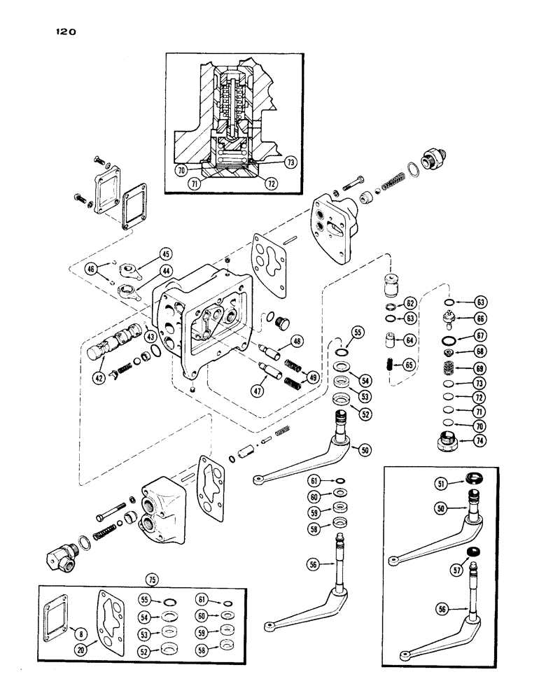 Схема запчастей Case IH 1030 - (120) - A57571 AUXILIARY VALVE, CONTINUED, FIRST USED TRANSMISSION SERIAL NUMBER 2219218 (06) - POWER TRAIN