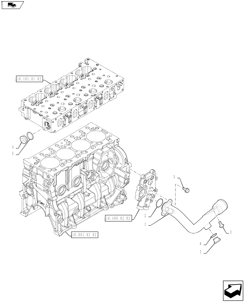 Схема запчастей Case IH FARMALL 75A - (10.408.02[04]) - HEAT EXCHANGER COOLANT TUBE (10) - ENGINE