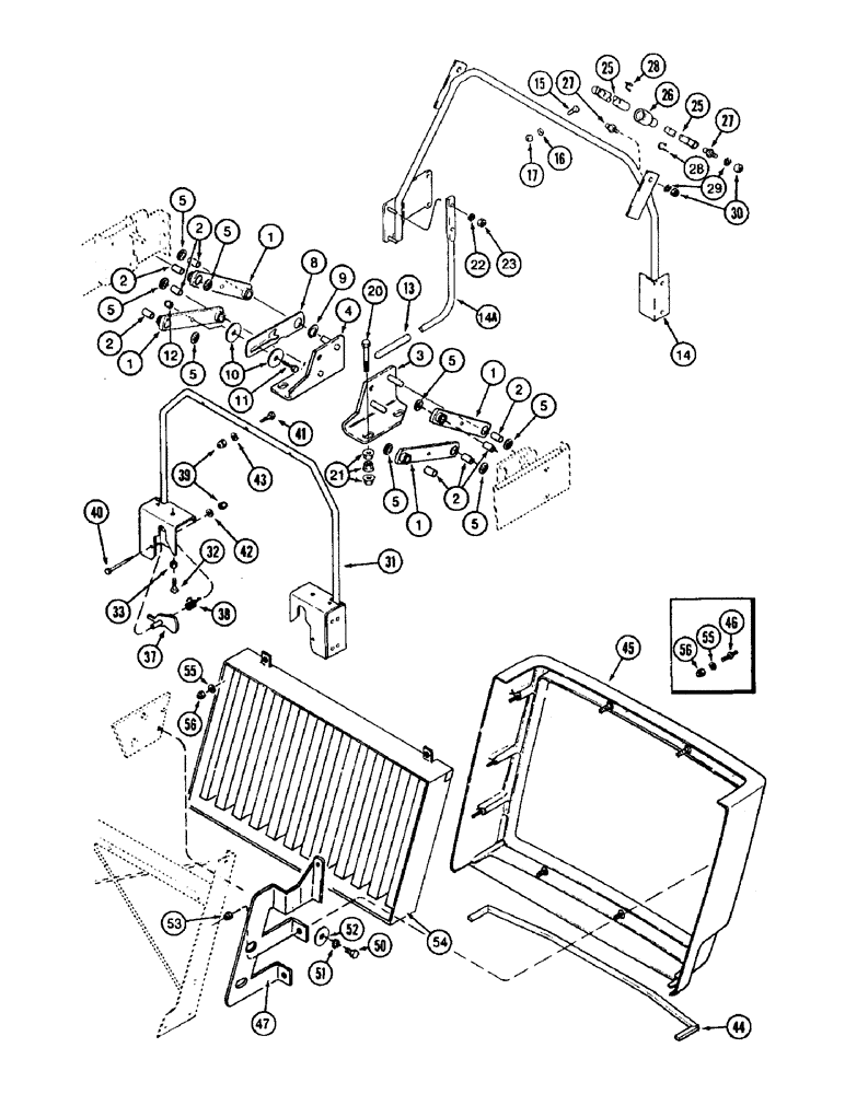 Схема запчастей Case IH 8940 - (9-026) - HOOD SUPPORTS, HINGE AND LATCH, AND LOWER GRILLE (09) - CHASSIS/ATTACHMENTS