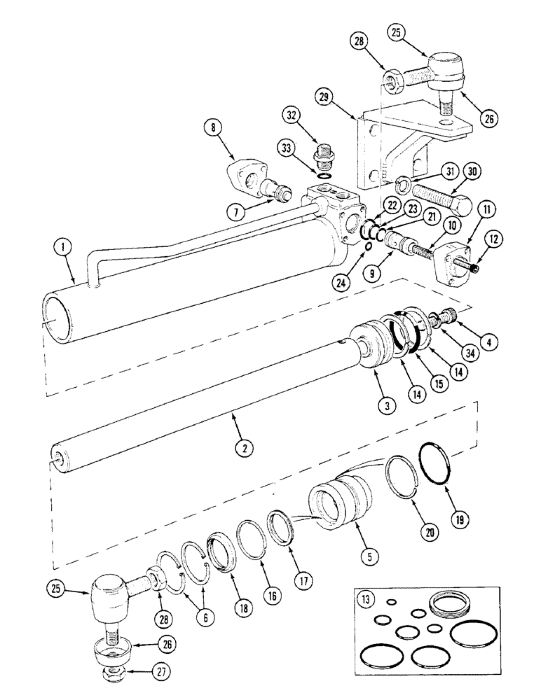 Схема запчастей Case IH 1294 - (5-102) - STEERING CYLINDER, 2 WHEEL DRIVE TRACTOR (05) - STEERING